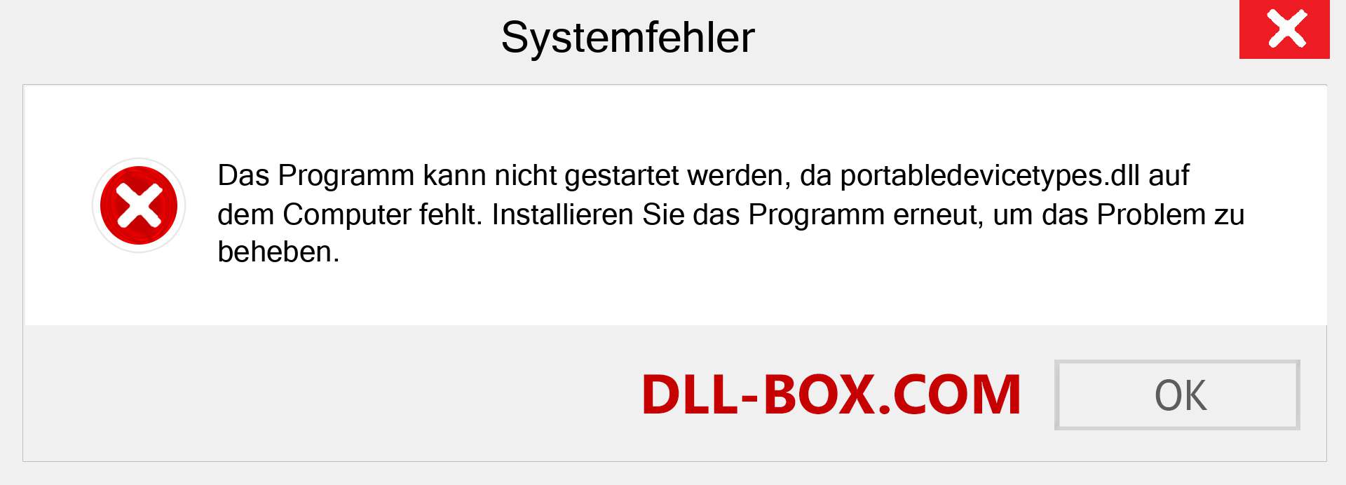 portabledevicetypes.dll-Datei fehlt?. Download für Windows 7, 8, 10 - Fix portabledevicetypes dll Missing Error unter Windows, Fotos, Bildern