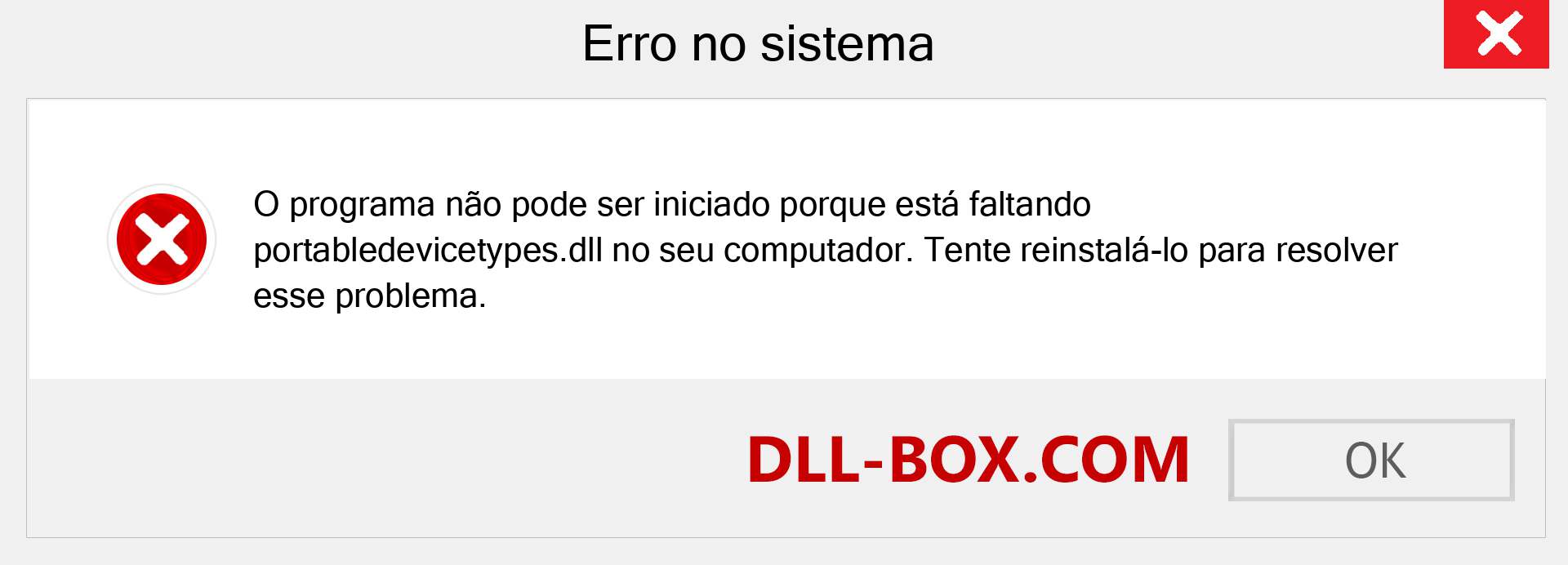 Arquivo portabledevicetypes.dll ausente ?. Download para Windows 7, 8, 10 - Correção de erro ausente portabledevicetypes dll no Windows, fotos, imagens